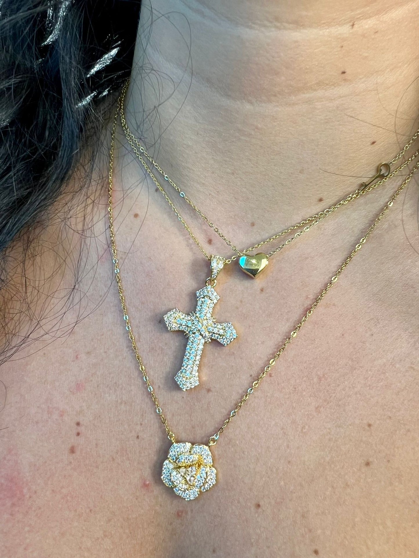 Croce Gotica Zirconata Dorata