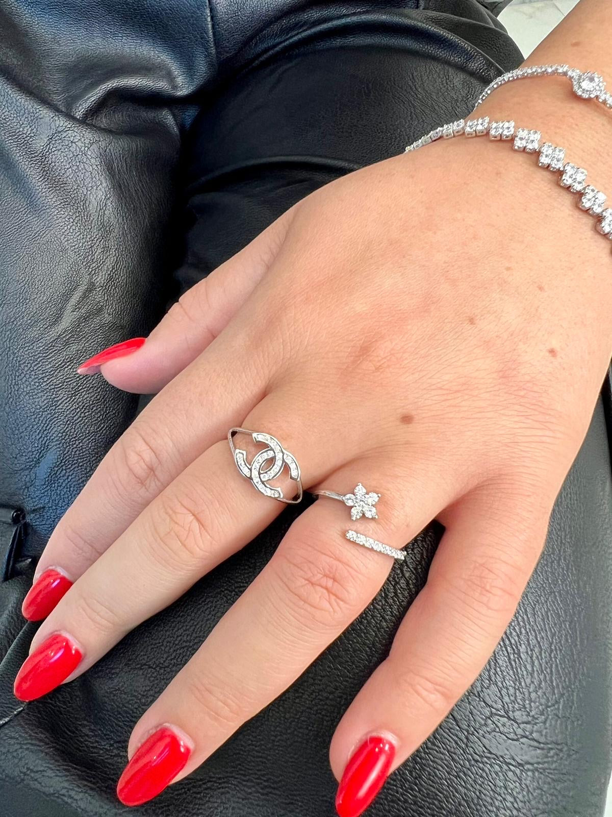Anello Doppia C argento 925