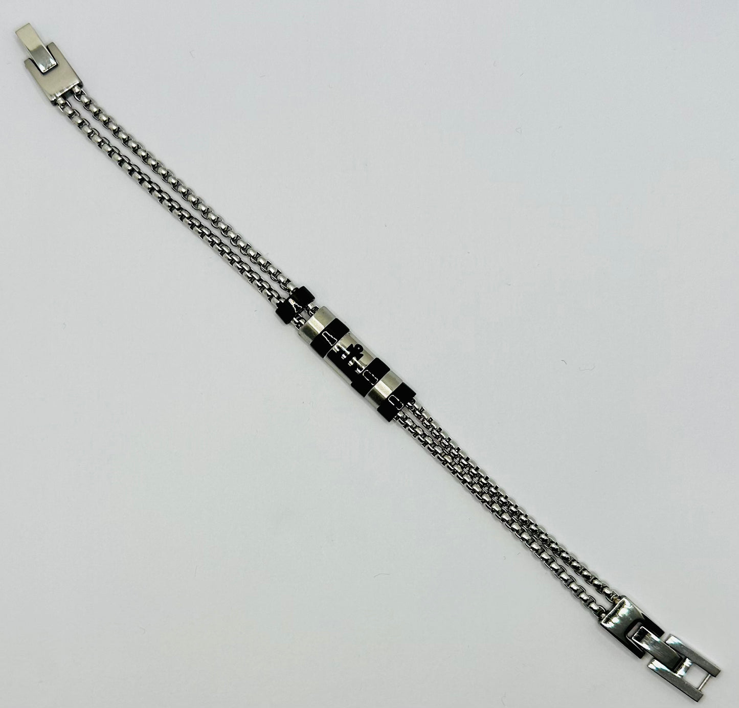 Bracciale Doppio filo acciaio/nero