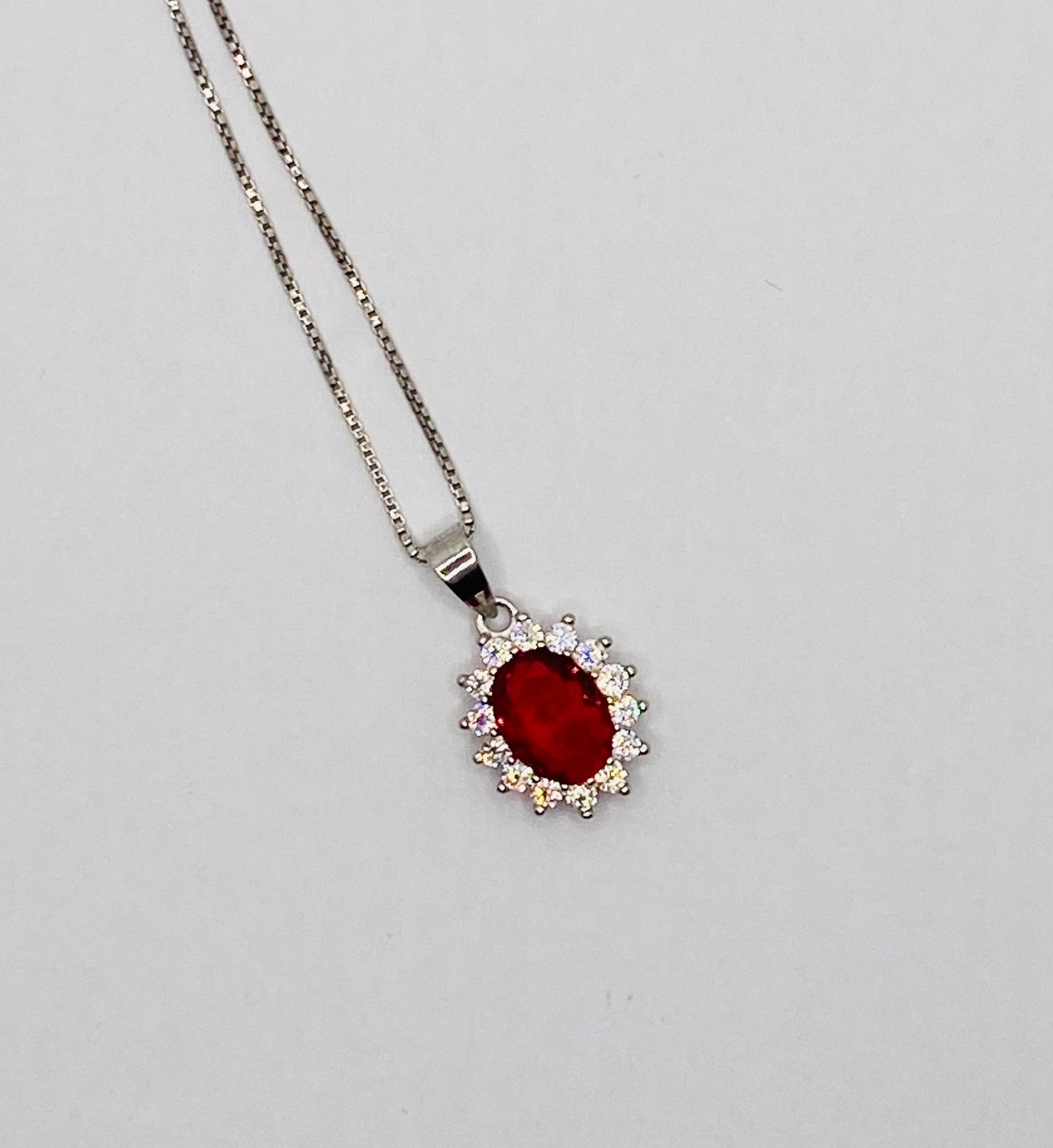 Collana Kate Argento 925 Pietra Rossa
