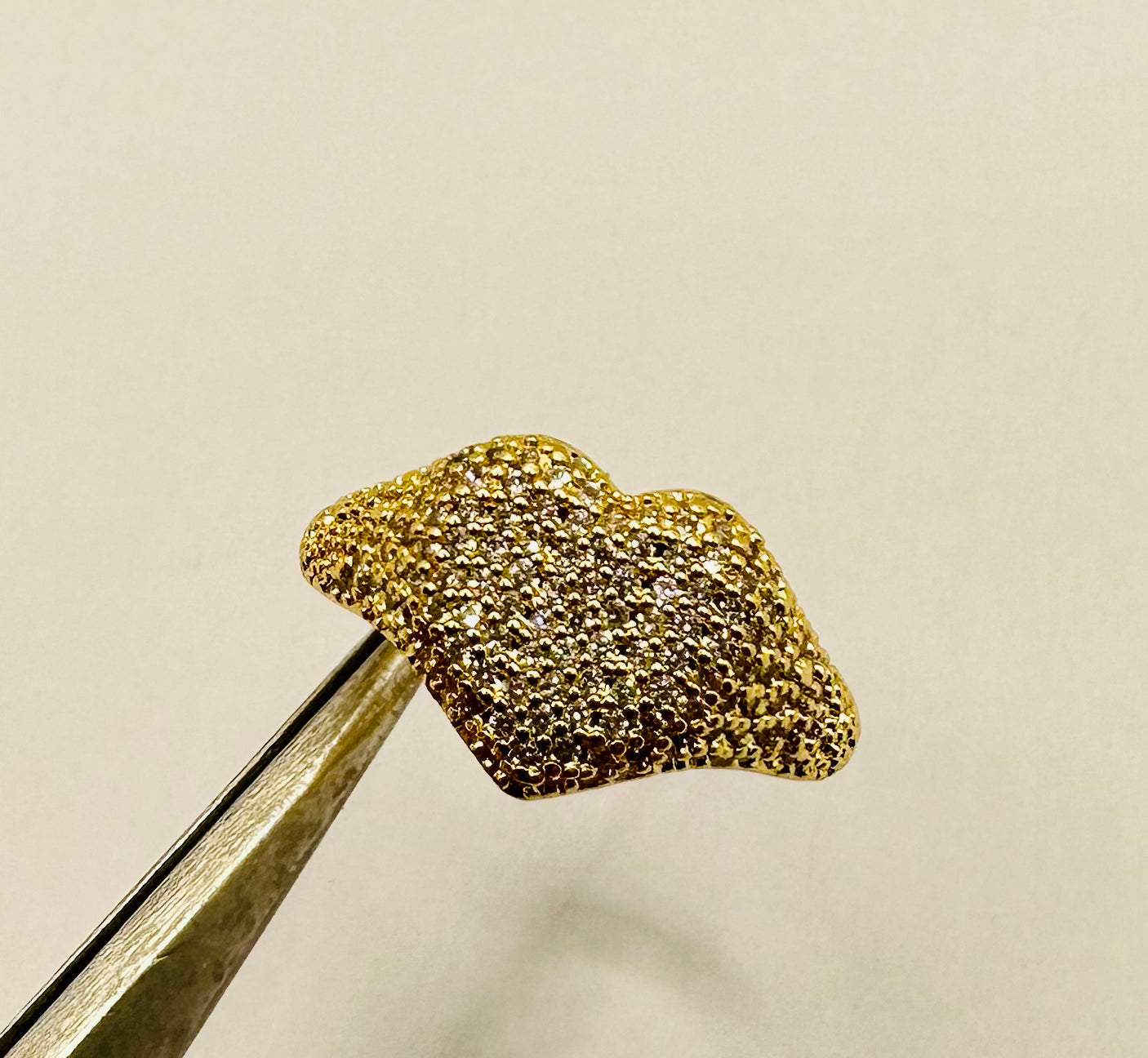 Anello Chevalier cuore dorato ottone e full Zirconi