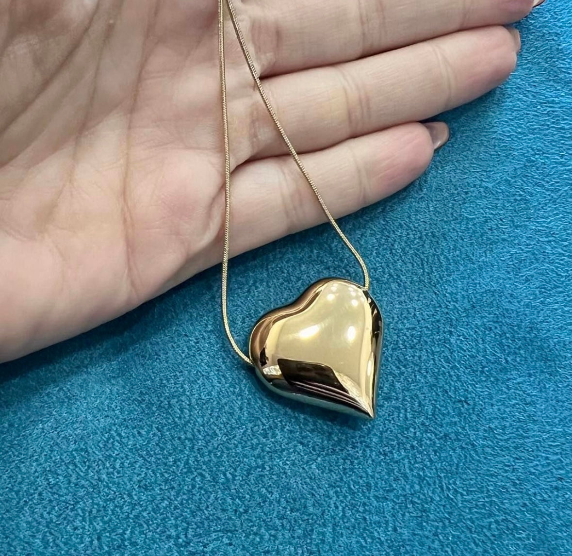Collana Big Cuore Acciaio Dorato